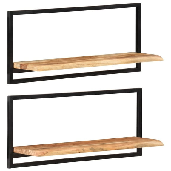 vidaXL Wall Shelves Floating Shelves Display Shelves 2 Pcs Solid Acacia Wood