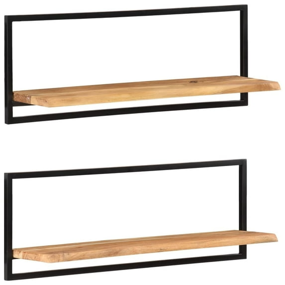 vidaXL Wall Shelves Floating Shelves Display Shelves 2 Pcs Solid Acacia Wood