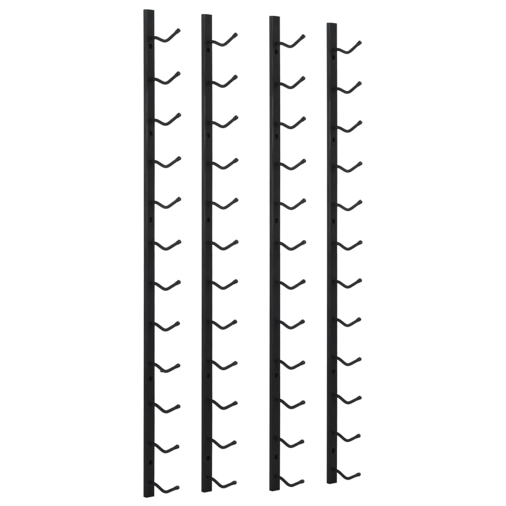 Black Iron Wall Mounted Wine Rack for 24 Bottles, 2 Piece Set
