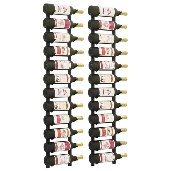 vidaXL Wall Mounted Wine Racks for 12 Bottles 2 pcs Black Iron
