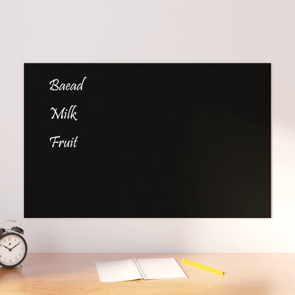 Black Tempered Glass Wall-Mounted Magnetic Board, 31.5" x 19.7"