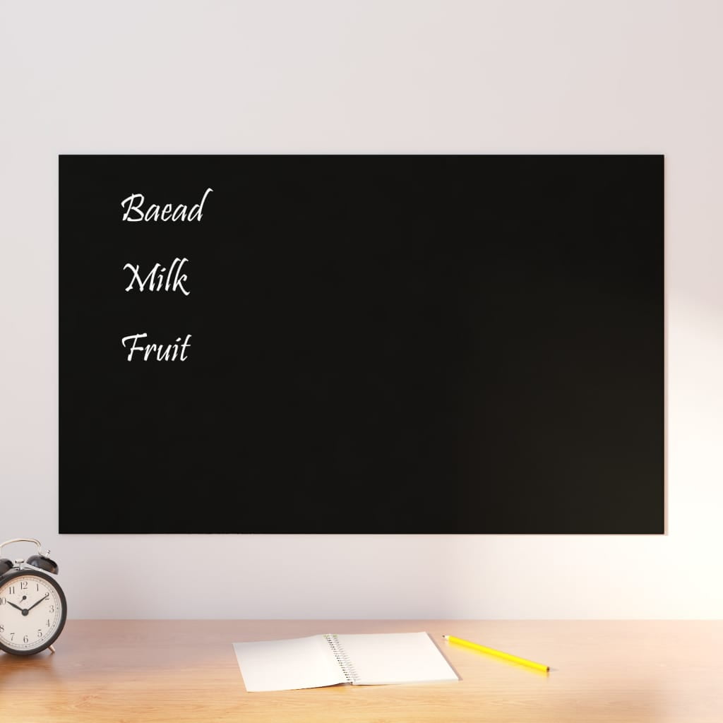 Black Tempered Glass Wall-Mounted Magnetic Board, 31.5" x 19.7"