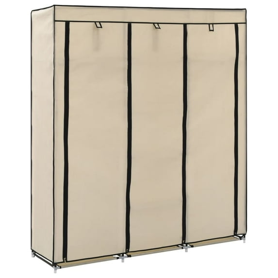 vidaXL Wardrobe with Compartments and Rods Cream 59.1"x17.7"x68.9" Fabric