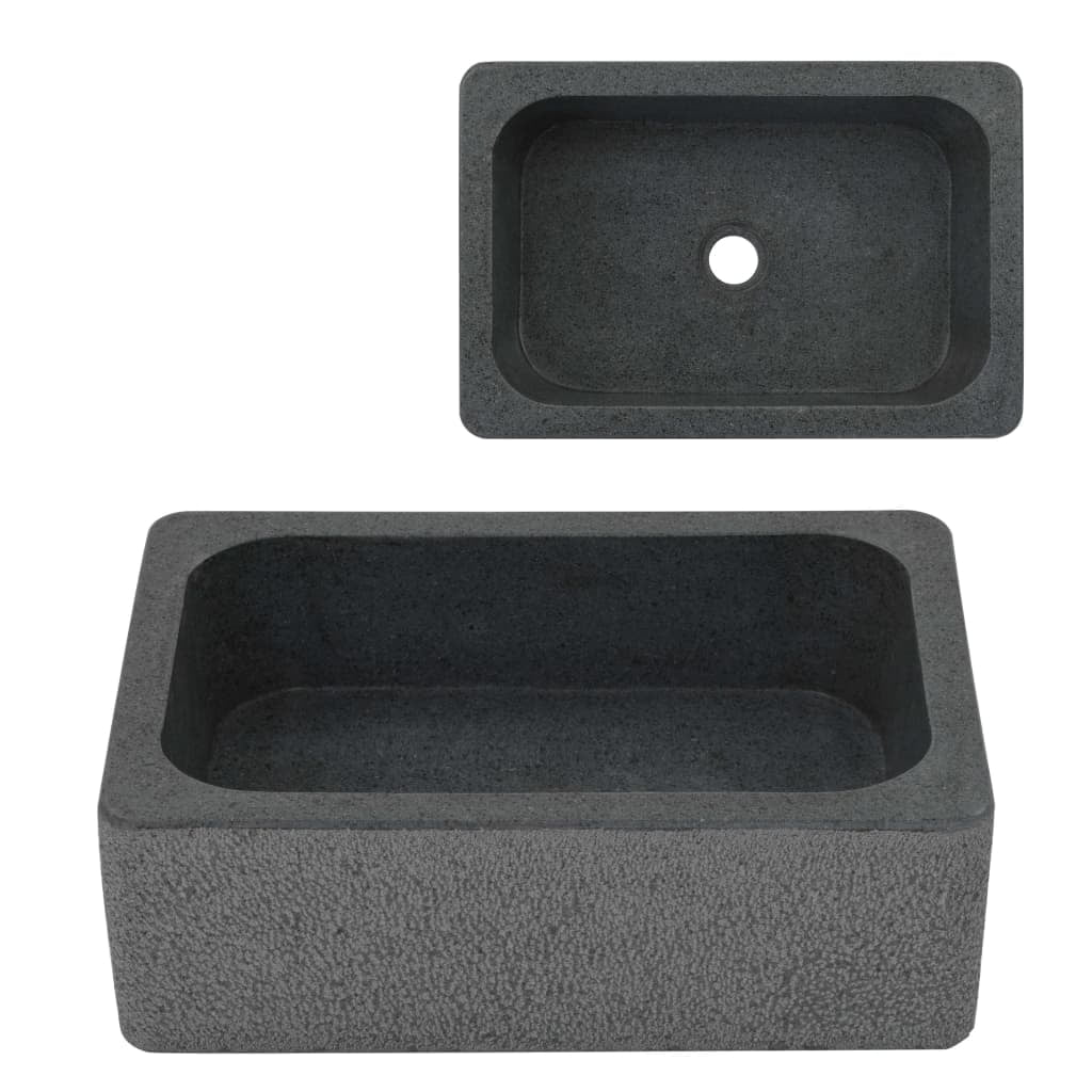 vidaXL Wash Basin Vanity Sink Small Bathroom Sink Oval Natural Riverstone