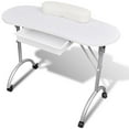 thumbnail image 1 of vidaXL White Foldable Manicure Nail Table with Castors, 1 of 6