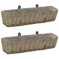 thumbnail image 1 of vidaXL Wicker Railing Planters, 2-Piece Set, Brown with PE Lining for Balcony & Garden Use, 1 of 14