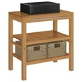 thumbnail image 1 of vidaXL Wood Teak Vanity Cabinet Black/Cream 29.1"x17.7"x29.5"/52"x17.7"x29.5", 1 of 13