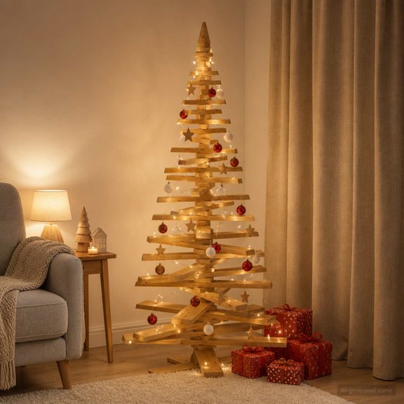 vidaXL Wooden Christmas Tree KOTKA 180 cm Solid Pine Wood Brown Finish