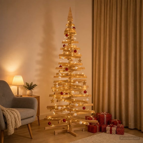 vidaXL Wooden Christmas Tree KOTKA 240 cm Solid Pine Wood Brown Finish