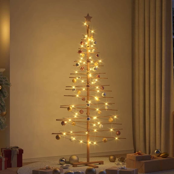 vidaXL Wooden Christmas Tree with Stand Brown 70.9" bamboo
