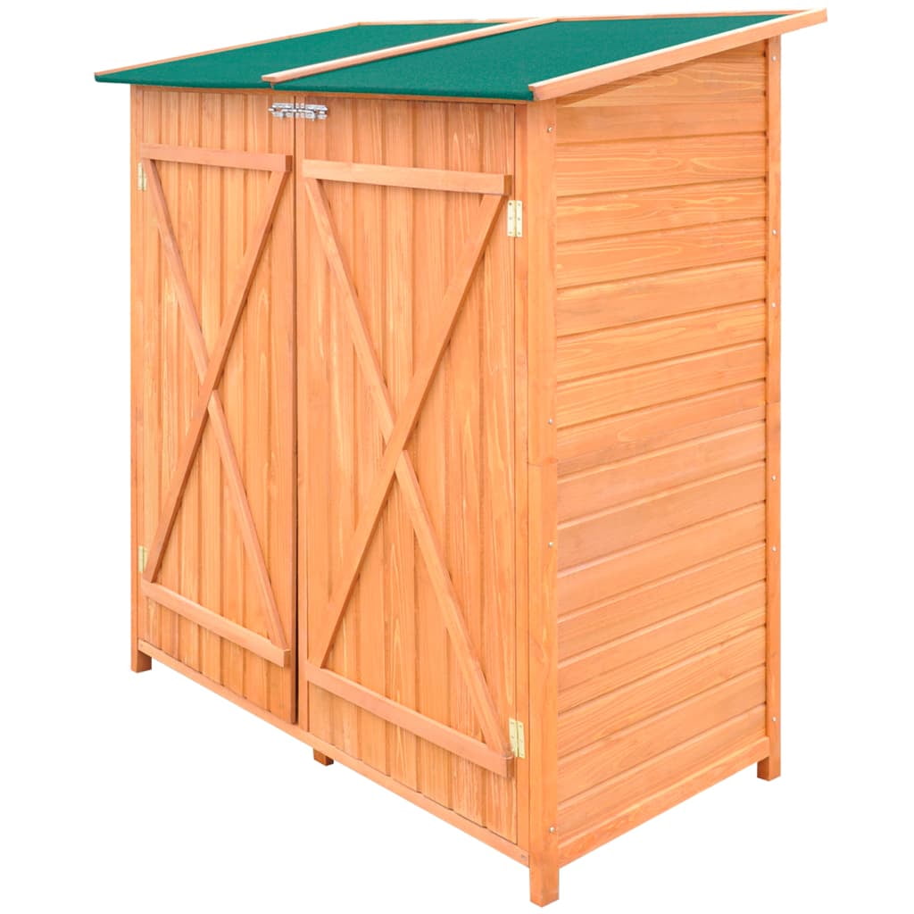 Large Brown Pine Wood Garden Tool Shed with Green Roof