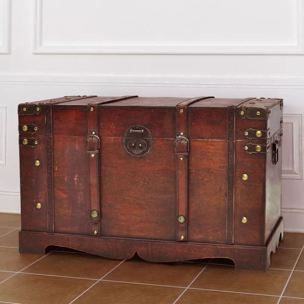 vidaXL Wooden Treasure Chest Large Mocha Brown