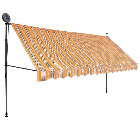 vidaXL157.5'' Yellow and Blue Manually Retractable Patio Awning, Adjustable Height