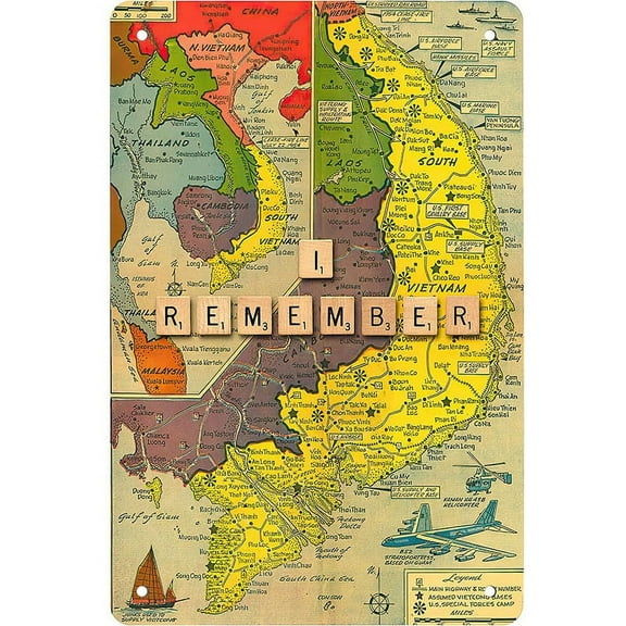 vietnam war map antique Maps Tin Sign Wall Poster Mural Decor Vintage Art Sign outdoor decor wall decor wall decor metal Size: 8 x 12 Inches