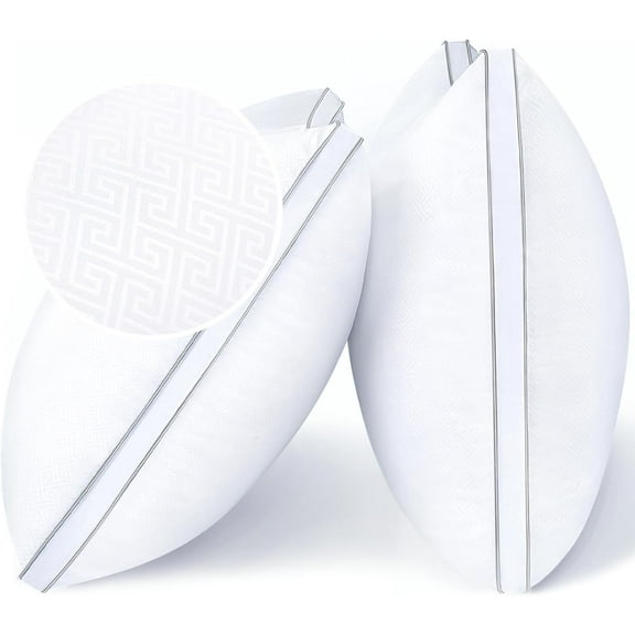viewstar Bed Pillows Standard Size Set of 2, Hotel Cooling Down Alternative Gusseted Pillows for Side, Back, or Stomach Sleepers, White