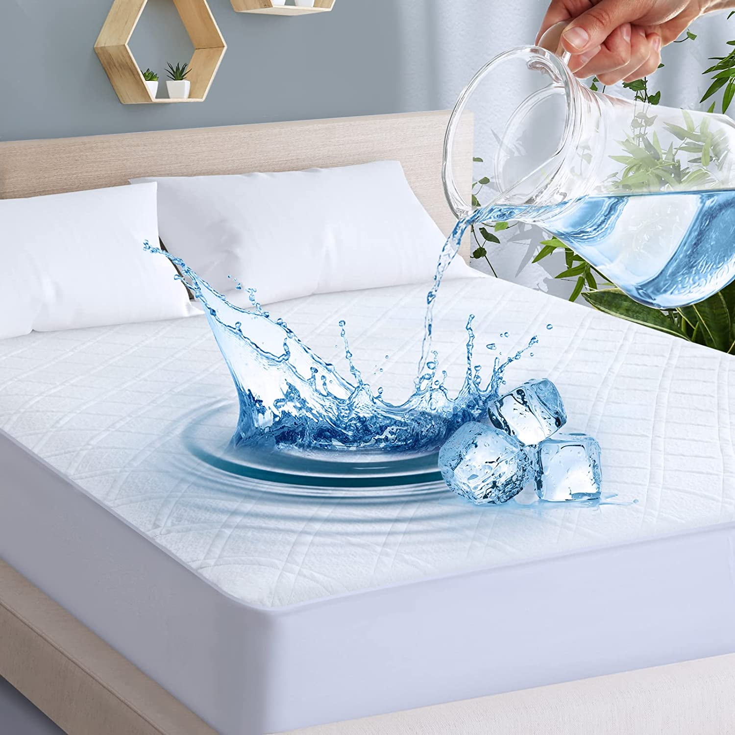 Mattress Protector Waterproof Fitted Sheet Breathable Mattress Cover Deep  Pocket