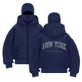 thumbnail image 1 of vigerakr Hoodie Jacket Zip Up Fashion "NEW YORK" Print Double Layer Hoodies Outerwear Jacket Y2K Sweatshirt for Women (Navy, L), 1 of 4
