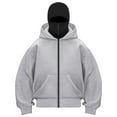 thumbnail image 1 of vigerakr Women Balaclava Hoodie - Zip Up Hoodie Built In Balaclava, Double Hooded Sweatshirt with Wind Resistant Mask (Light Gray, XXL), 1 of 4