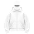 thumbnail image 1 of vigerakr Women Balaclava Hoodie - Zip Up Hoodie Built In Balaclava, Double Hooded Sweatshirt with Wind Resistant Mask (White, M), 1 of 4