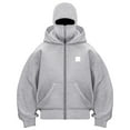 thumbnail image 1 of vigerakr Women's Zip Up Mask Hoodie with Balaclava Jacket Fashion Double Layer Hoodies Hip Hop Outerwear Jacket Y2K Clothing for Cold Weather (Grey, M), 1 of 3