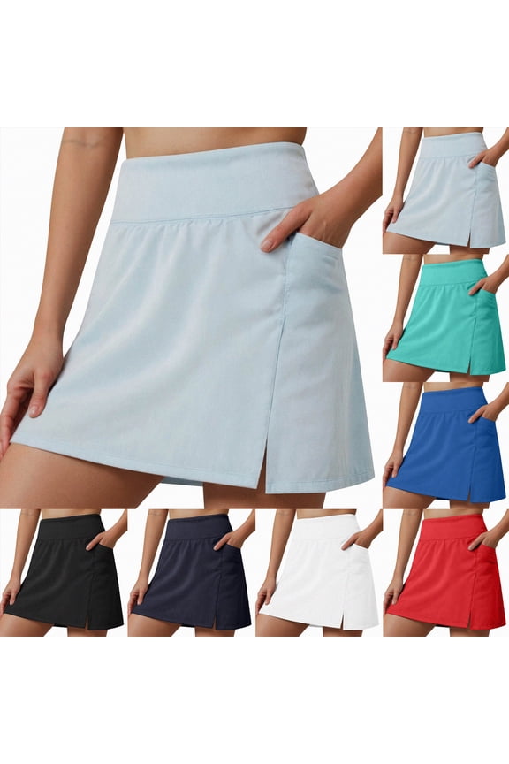 16'' Golf Skorts for Woman with 3 Pockets High Waisted A Line Tennis Skirt Casual Athletic Skort Workout Sports Clothes (White, M)