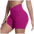 thumbnail image 1 of vigerkar 2025 Crossover Biker Shorts for Women, No Front Seam V High Waist Yoga Workout Gym Shorts with Tummy Control Hot Pink, M, 1 of 3