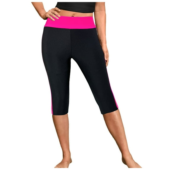 vigerkar 2025 Summer Chic Floral & Color-Block Knee-Length Slim-Fit Women's Swim Briefs Hot Pink, L