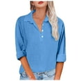 thumbnail image 1 of vigerkar 2025 Summer Solid Color Casual Women's Long Sleeve Polo Shirt - Breathable Comfort Stylish Top for Women Blue, M, 1 of 5