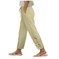 thumbnail image 1 of vigerkar 2025 Summer Women Casual Lightweight Drawstring Elastic Waist Pants with Pockets Beige, L, 1 of 7
