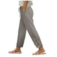 thumbnail image 1 of vigerkar 2025 Summer Women Casual Lightweight Drawstring Elastic Waist Pants with Pockets Grey, XXL, 1 of 7