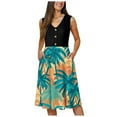 thumbnail image 1 of vigerkar 2025 Sundresses for Women Summer Casual Faux Wrap Casual A Line Dress SleevelessV Neck Floral Short Tank Dress with Pockets Mint Green, XXL, 1 of 5