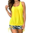 thumbnail image 1 of vigerkar 2025 Two Piece Tankini Swimsuits for Women Tummy Control Bathing Suit with Shorts Swimwear Yellow, 4XL, 1 of 8