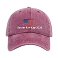 thumbnail image 1 of vigerkar 2026 Soccer Fan Cap–USA, CAN, MEX Host Countries Embroidered Baseball,Hat Unisex , Soccer Supporters (Wine, One Size), 1 of 9