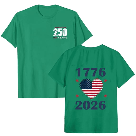 vigerkar 250 Anniversary USA Shirt Women 4th of July Shirts America 250 Shirt American Flag Graphic T-Shirt Patriotic Casual Tops (Green, M)