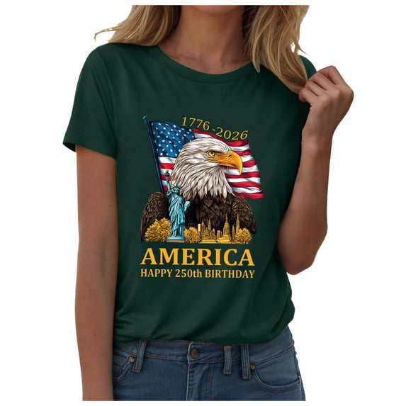 vigerkar 250TH Anniversary USA Shirt Patriotic Bald Eagle American Flag T-Shirt Cool Patriotic Eagle (Dark Green, M)