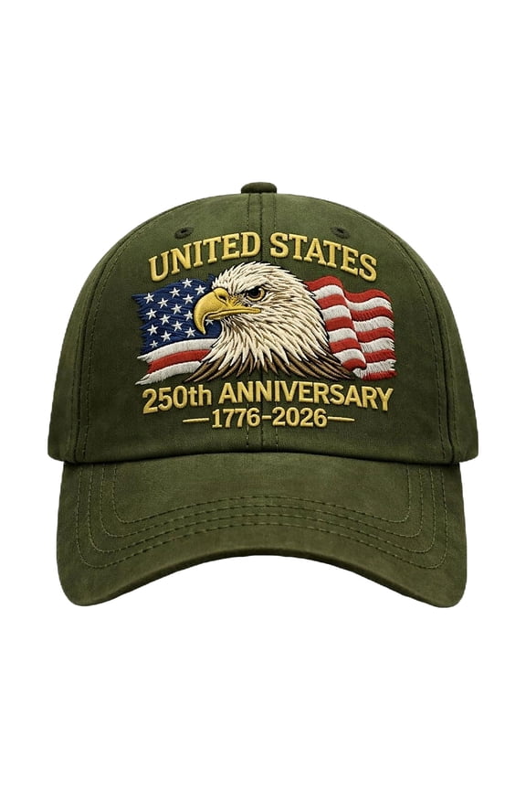 250th Anniversary Hat, 250 Anniversary Baseball Washed Distressed Hat Men Women (Green, One Size)