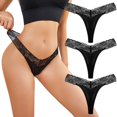 thumbnail image 1 of vigerkar 3 Pack Women G-String Thongs Sexy Underwear Low Rise Cotton Panties Breathable Stretch Underpants Bikini Briefs Black, XL, 1 of 5