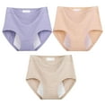thumbnail image 1 of vigerkar 3 Pack Women Plus Size Panties Cotton Leakproof Underwear Tummy Control Panty Solid Soft Underpants Leak Proof Briefs (Purple, 6XL), 1 of 9