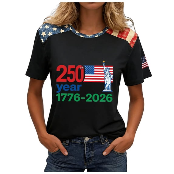 vigerkar 4th of July Shirts Women American Flag Patriotic Shirts USA Star Stripes Graphic T Shirt Short Sleeve Summer Tees (Blue, XXL)