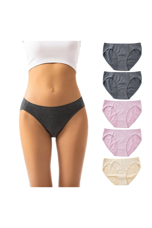 5 Pack Sport Thong Panties Women Low Rise Sexy G-String No Show Breathable Underwear (Pink, XL)