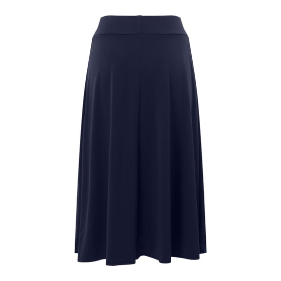 vigerkar A-Line Midi Skirts for Women- High Waist Knee Length Casual Flared Flowy Skirt Navy, L