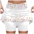 thumbnail image 1 of vigerkar Athletic Skorts Women with Pockets Size High Waist Golf Tennis Skirt Tummy Control Summer Floral Print Short (White, XXL), 1 of 4
