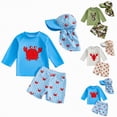 thumbnail image 1 of vigerkar Baby Boys Swimsuit UPF 50+ Rash Guard Set Lobster Crab Print Top+Shorts+Hat Swimwear Bathing Suit (AG, 18-24 Months), 1 of 6