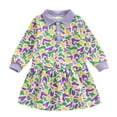 thumbnail image 1 of vigerkar Baby Girl Mardi Gras Outfit Toddler Camo Polo Dress Long Sleeve Button Up Collared A Line Dresses (Purple, 4-5 Years), 1 of 3