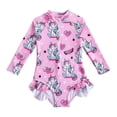 thumbnail image 1 of vigerkar Baby Girls' One Piece Swimsuit Rash Guard Swimwear Long Sleeve with UPF 50+ Sun Protection (Pink, 2-3 Years), 1 of 7