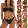 thumbnail image 1 of vigerkar Bandeau Bikini,Halter Cheeky Bikinis Sets for Women,Sexy 2 Piece Swimsuits Beach Vacation Tanning (Black, M), 1 of 6