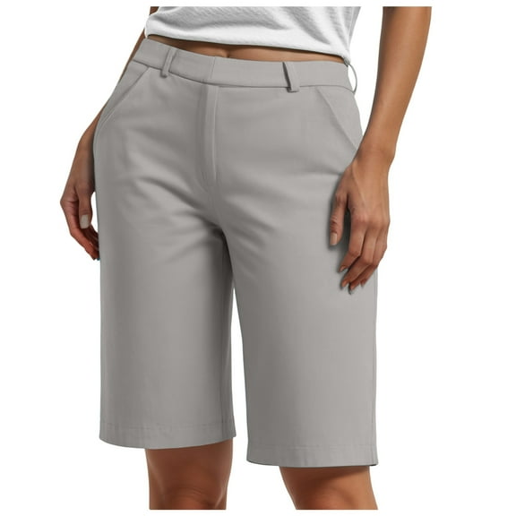 vigerkar Bermuda Shorts for Women Trendy 2025 Casual Summer High Waisted Chino Shorts Straight Leg Hiking Vacation Outfits Grey, M