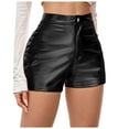 thumbnail image 1 of vigerkar Black Leather Shorts High Waist Sexy Legging Shorts Womens Casual Leather Shorts Black, XL, 1 of 8