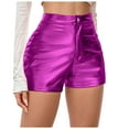 thumbnail image 1 of vigerkar Black Leather Shorts High Waist Sexy Legging Shorts Womens Casual Leather Shorts Red, XL, 1 of 6