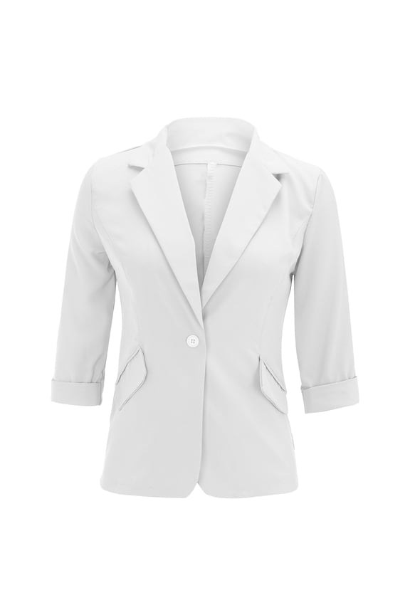 Blazers for Women Suit Long Sleeve Oversize Open Front Blazer with Pockets Casual Fashion Lightweigh Tops White, S